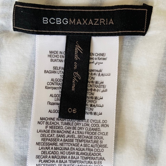 BCBG 100% Cotton Striped V-neck ruffle mini dress - Picture 8 of 11